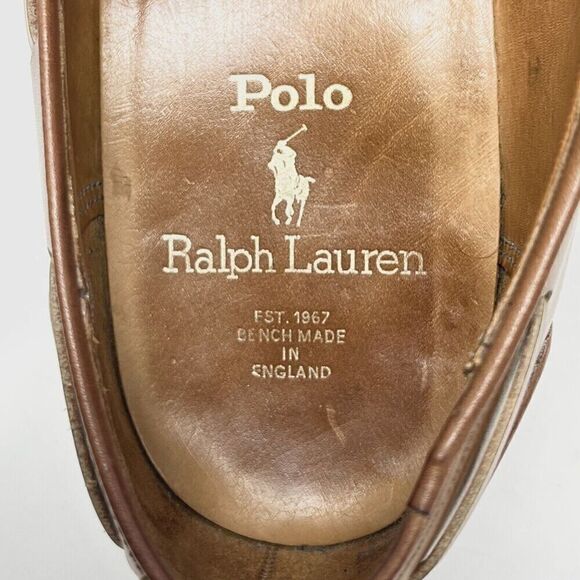 Polo Ralph Lauren x Crockett & Jones 8.5 D Light Brown Leather Tassel Loafers - Picture 7 of 11
